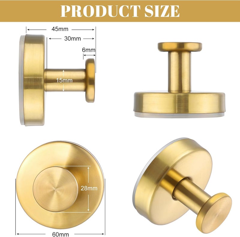 Dntorx Vacuum Suction Cup Hooks, 4 Pack Stainless Steel Suction Hooks for Shower Bathroom Towel Hooks Shower Hooks Holders Shower Hooks Hanging Towels, Loofah, Robe, Coat(Gold) - Image 4